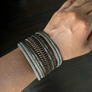 Textured Mixed Metal Cuff Bracelet